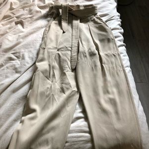 Aritzia White Cream High Waisted Pant 00 Tie Front
